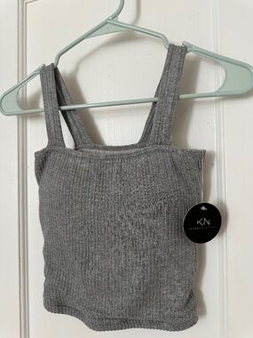 NWT Klassy Network Soft Ribbed Square Neck Brami Cropped (Size S, Heather Gray)